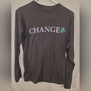 Long-sleeve cotton tee, black, small